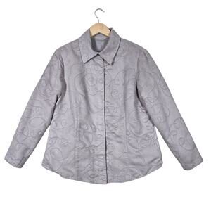 Mycra Pac Life Jacket sz S/M Gray Faux Suede Snap Front Zip Pockets Lined